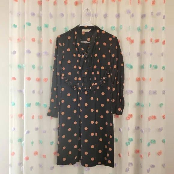 Tory Burch Black Polka-Dot Silk Crepe De Chine Dress Size 0 - Picture 4 of 10